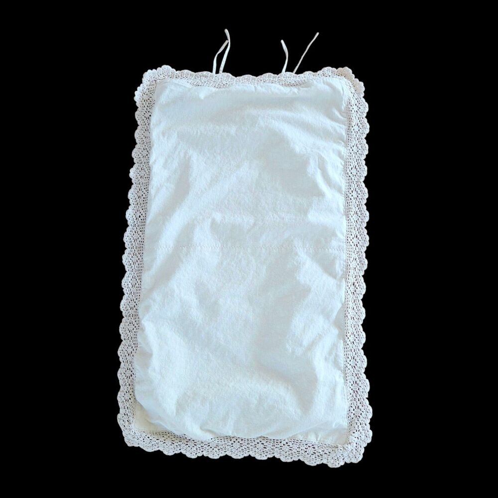 Ralph Lauren Home Linen Slub Pillowcase Ecru with Crochet Lace Trim Farmhouse